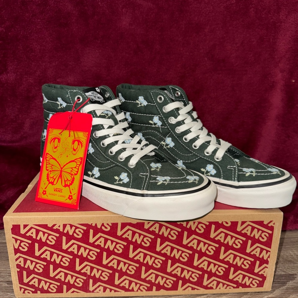 Vans Green and Blue Floral High-Top Sneakers